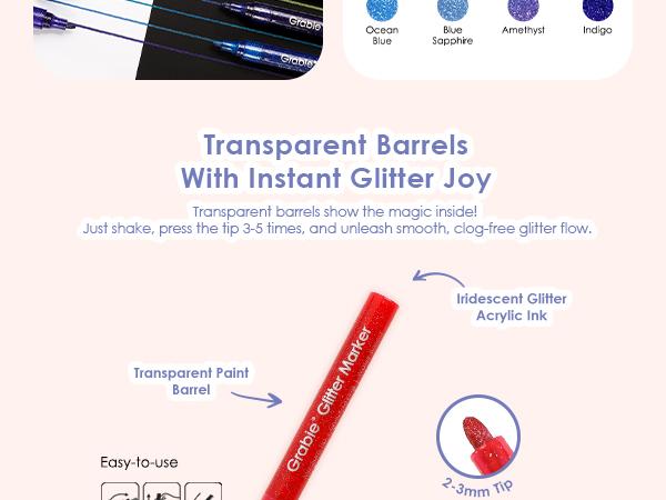 [Flash Sale] Grabie Iridescent Glitter Acrylic Paint Marker Set Of 24 acrylic pen, Art Drawing, HolidayHaul