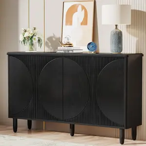 Tribesigns Modern Sideboard for Living Room and Kitchen, Buffet Cabinet with Doors and Storage, Black