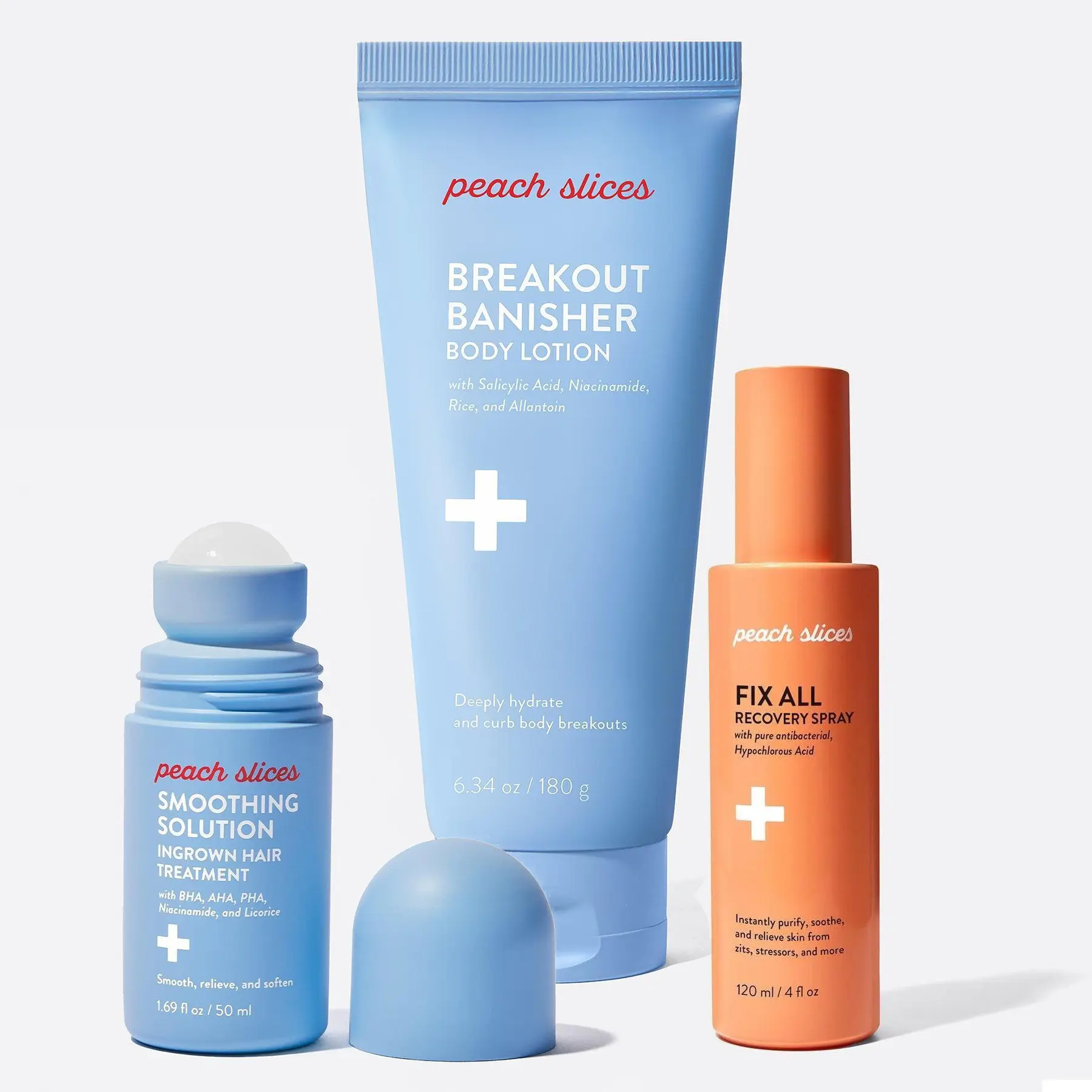 {TikTok Shop Exclusive} The Body Rescue Trio from Peach Slices - Smoothing Solution Ingrown Hair Treatment, Fix All Recovery Spray, Breakout Banisher Body Lotion