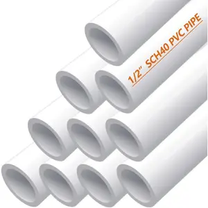 1/2" PVC Pipe Furniture Grade, DIY PVC Projects for the Home, Garden, Greenhouse, Farm and Workshop, Sch. 40 White [40" x 10 Pack]