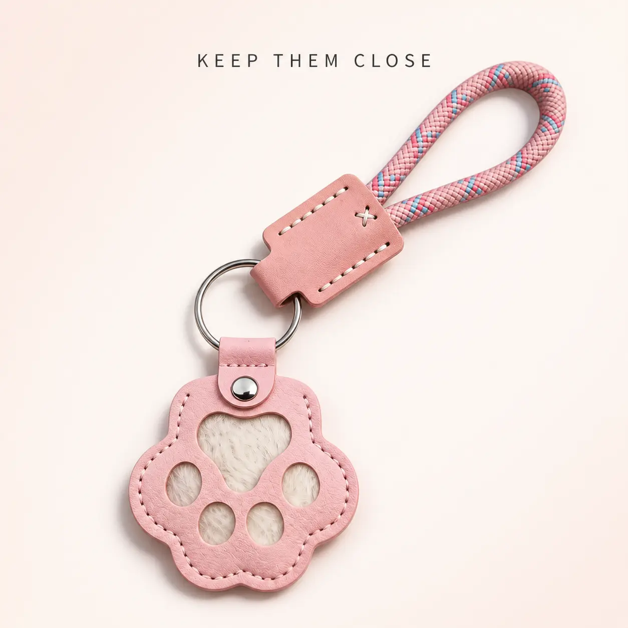 Custom Pet Fur Keepsake Keychain, Clear Paw Print Pet Hair Holder Memorial Key Ring for Dog and Cat