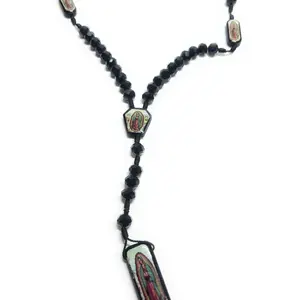 Our Lady of Guadalupe Black Rosary Black 18” long