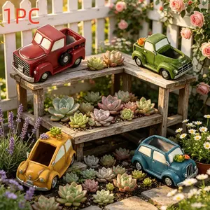 1 Pc American Vintage Car Succulent Planter | 4 Colors Available | Waterproof Sun-resistant Resin, Sturdy & Durable | Multi-functional Planter & Storage | Perfect for Indoor & Outdoor Home Garden Decor & Holiday Gifting