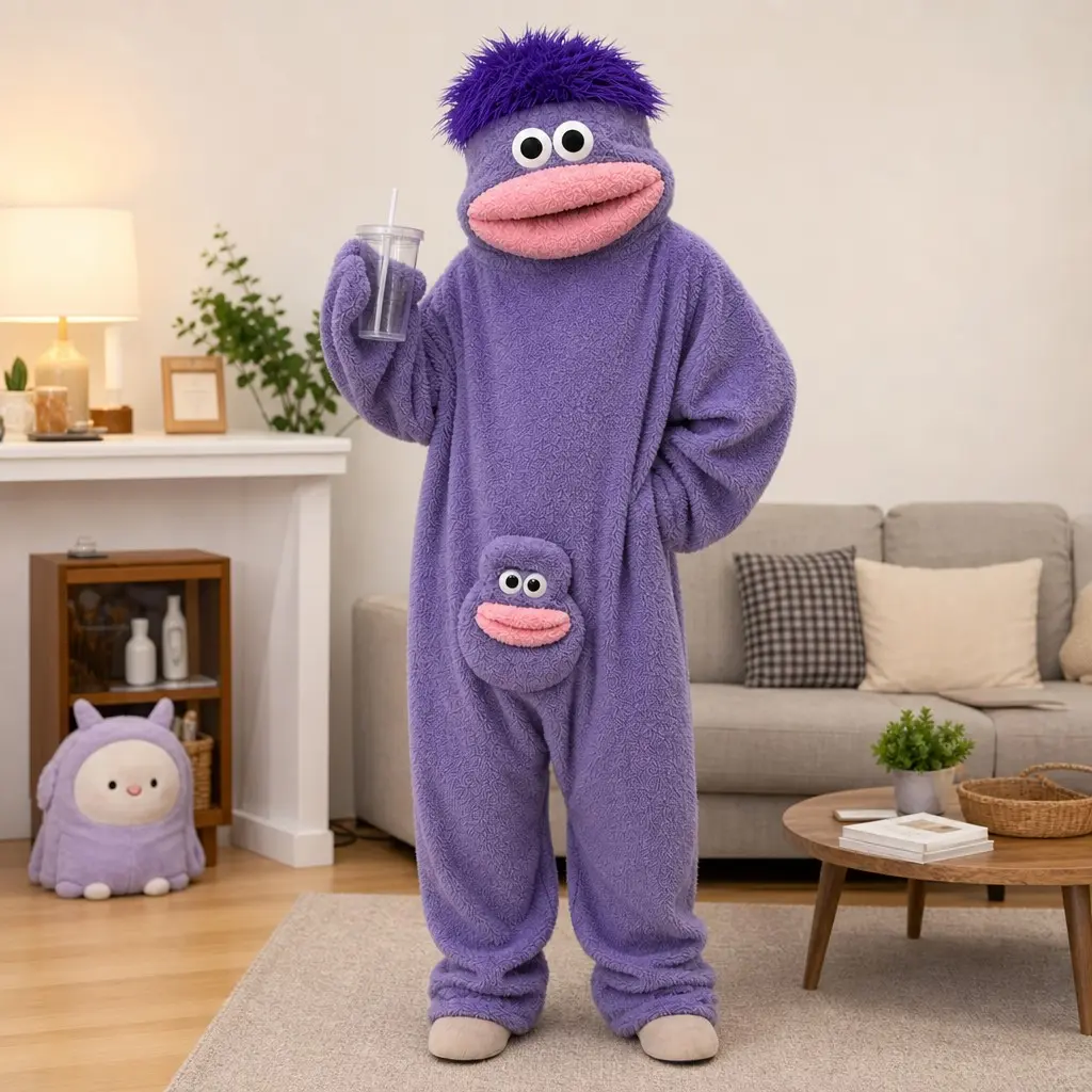 Monster Costume Onesie, Fluffy Plush Full Body Suit Funny Puppet Character Design, Multiple Color Options, For Adults Halloween Cosplay & Themed Party, Cozy Soft Hilarious Eye-Catching All-Day Wearable Fun, Machine Washable Polyester Fabric, Perfect Gift