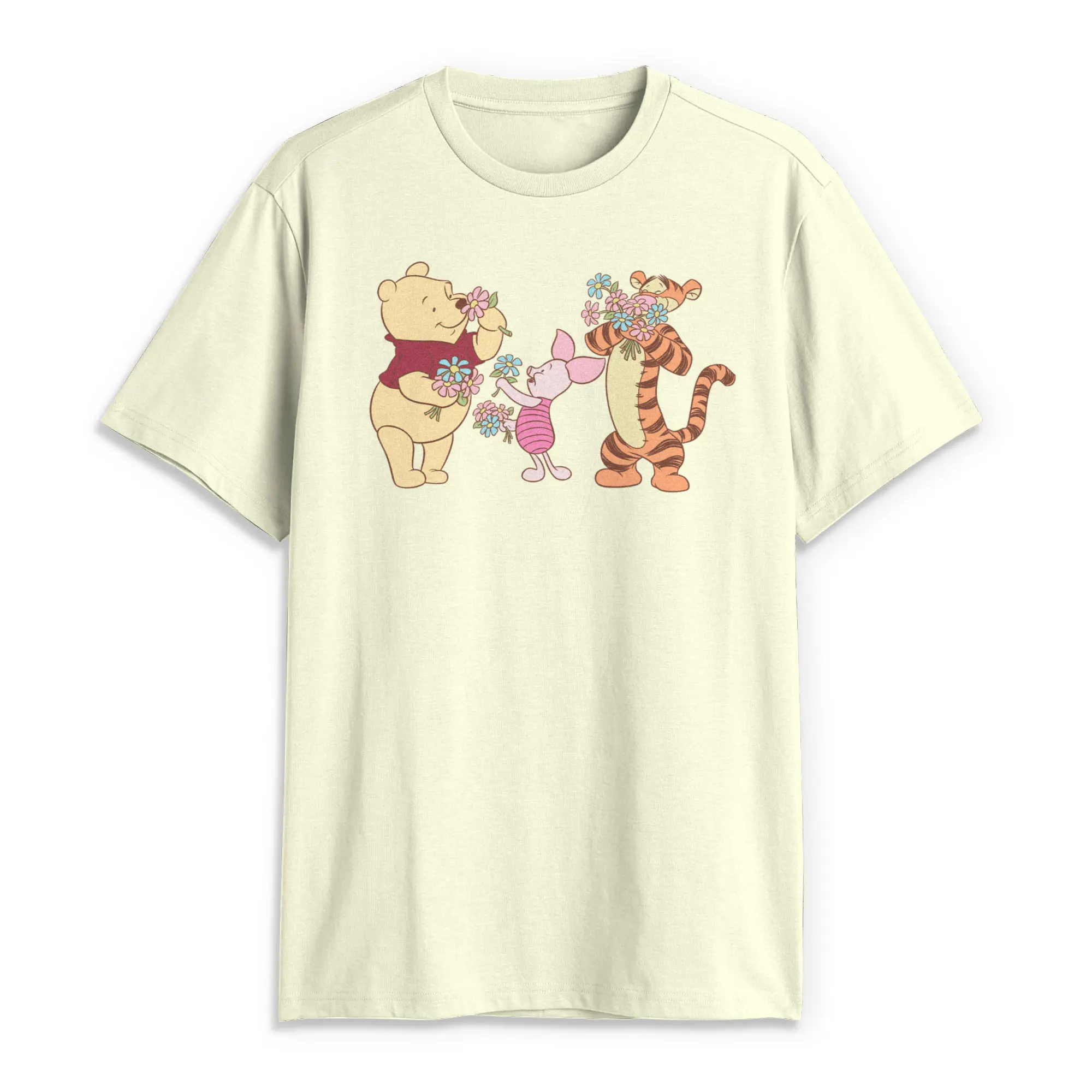 Disney Men's Short-Sleeve Winnie the Pooh Stop and Smell the Flowers Men's Graphic Tees, Menswear T-Shirt