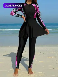 Women's Muslim Style Modest Skirted Long Pants Tankini Swimsuit, Modest Beachwear, Full Coverage Swimwear, Summer Fashion Bathing Suit