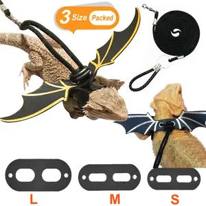 Small Pet Outdoor Leather Wing Harness, Reptile Leash with Comfort Fit for Lizard, Squirrel, Leash for Small Pets Walking and Training