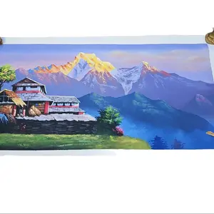 typical nepali village house and mojntain on the background poster statue figurine
