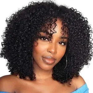 Invisible Hairline Afro Curly Half Wig Glueless kinky curly Human Hair Wigs Seamless Flip Over Updo Down Style Hairpiece