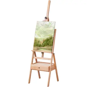 VEVOR Studio H-Frame Easel, Holds Canvas up to 36", Beechwood Artists Easel with Art Supply Storage Drawer, 22 lbs Load Capacity