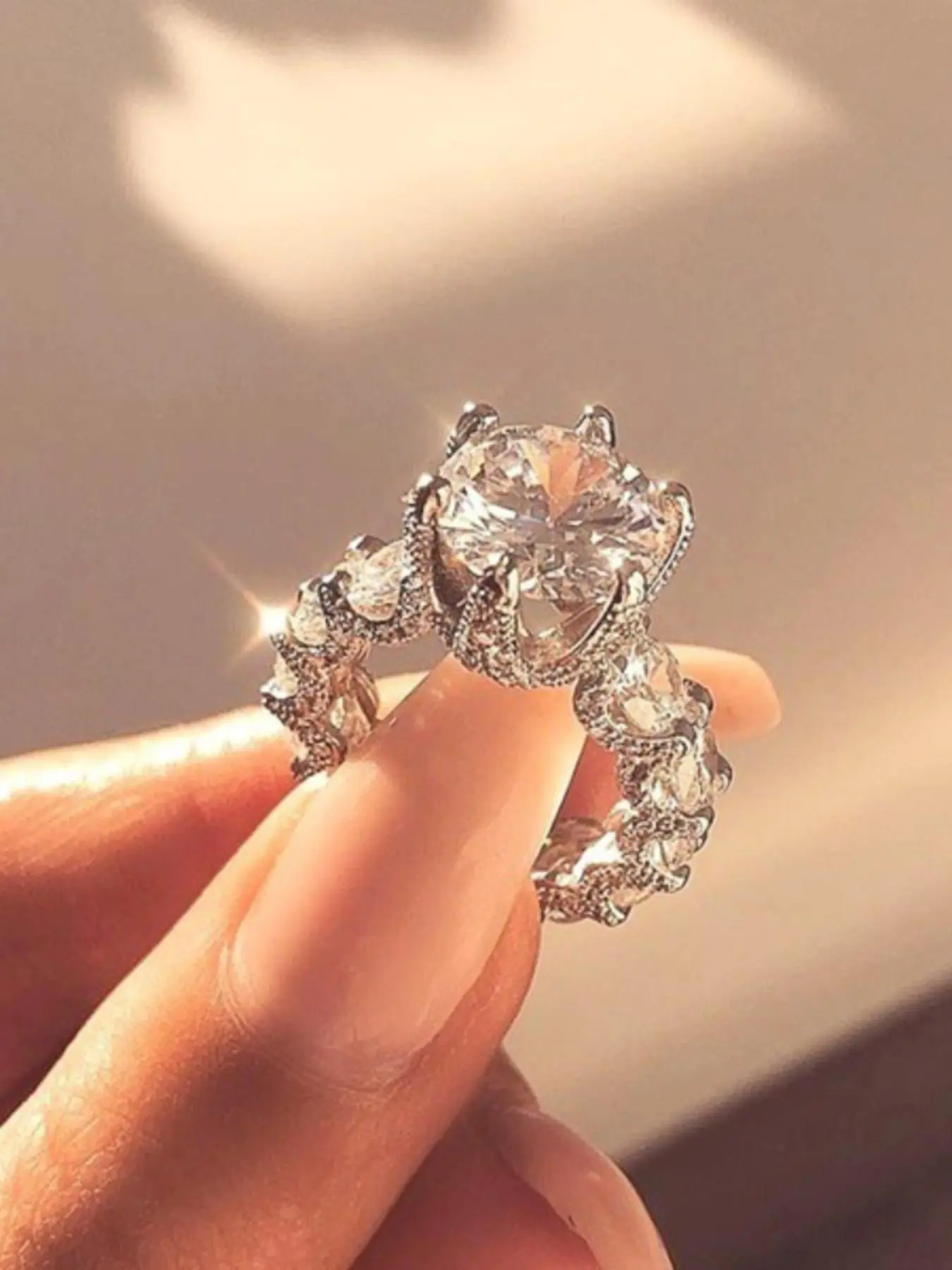 Elegant Rhinestone Decorated Ring for Women, Statement Ring, Fashion Artificial Zircon Jewelry for Party, Daily Decor, Trendy All-match & Exquisite Jewelry for Birthday Gift, Artificial Gemstone Ring, Beautiful Rings
