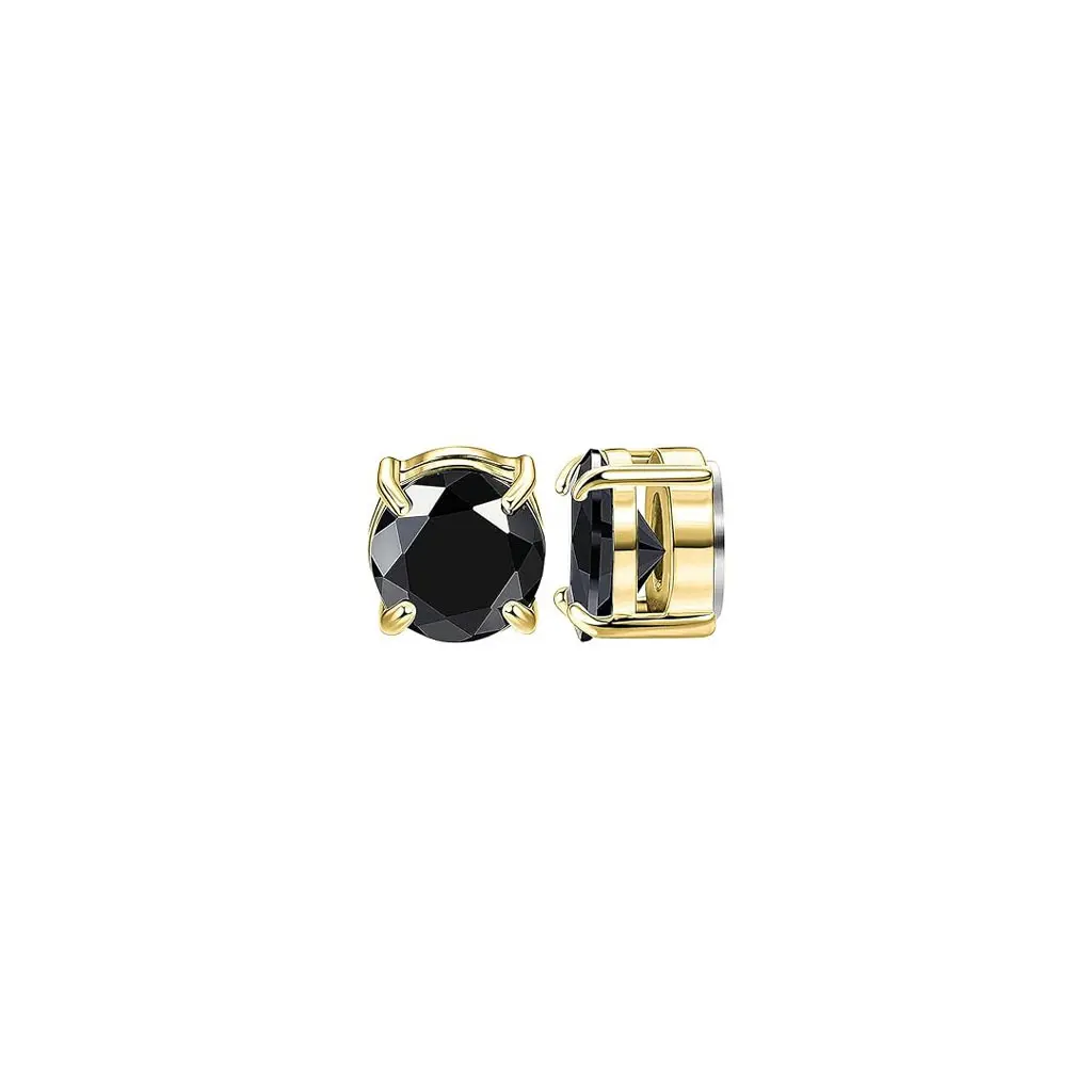 Gold 8mm black round zirconium