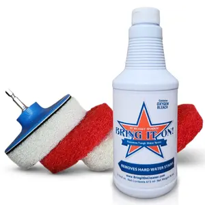 Bring It On Cleaner 16 Ounce Plus Scrubbing Drill Pads | Shower Door Cleaner