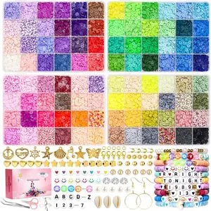 15000 count Clay Beads 96 Colors Friendship Bracelet Making Kit 4 Boxes Polymer Clay Beads Disc Clay Beads with Charms for  Making,Crafts Gifts