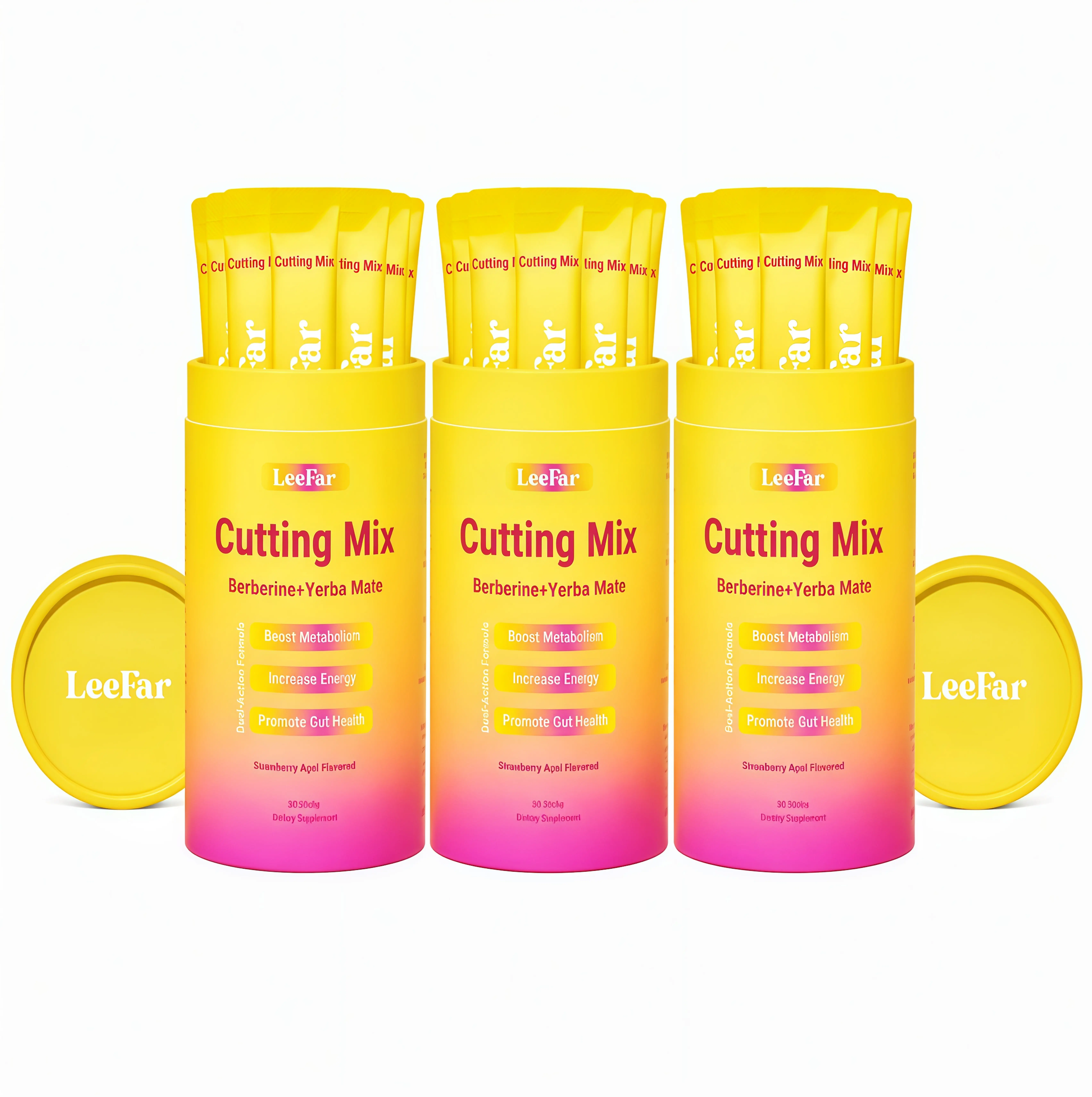 3 Pack LeeFar Cutting Drink Mix – | MJ Strawberry Açaí Flavor – | (30 Servings)