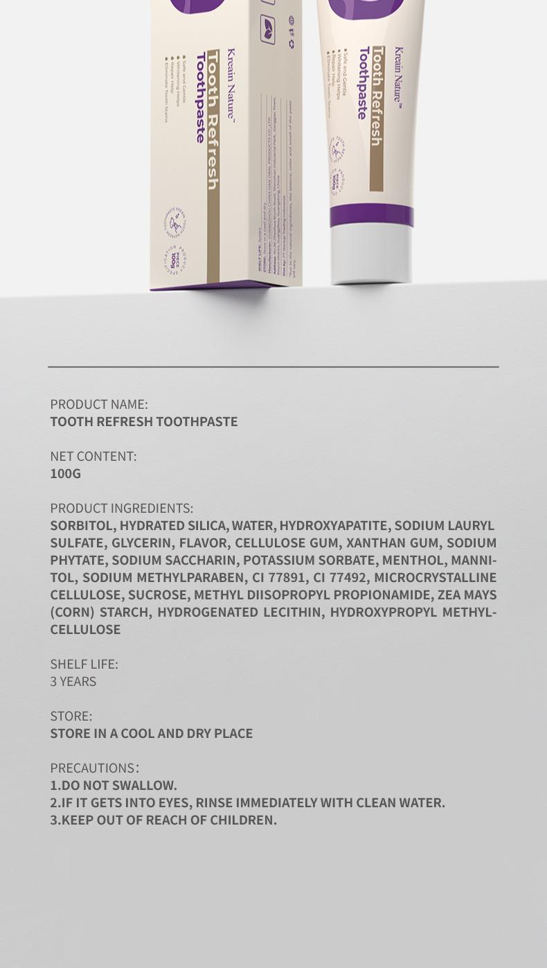 Kreain Nature Fresh Breath Toothpaste – Everyday Oral Hygiene and Gentle Deep Cleaning Toothpaste for Teeth and Gums, Suitable for Women and Men