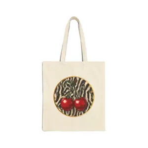Retro Cherry Zebra Print Tote Bag, Stylish Grocery Bag, Eco-Friendly Shopping Tote, Unique Beach Bag, Gift for Her
