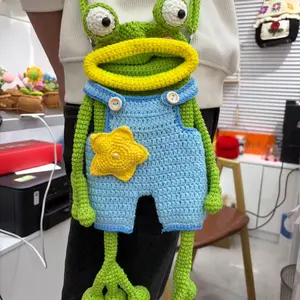 Handmade Knitted Crossbody Bag, Cute Frog Design, Soft and Funny, Fits Phone and Makeup, Versatile Daily Use