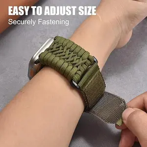Army Green Wearable Durability Sport Nylon Men Bands for Apple Watch 49/46/45/44/42mm iWatch Ultra 2/Ultra Series 10-5 Elastic Nylon Watch Band with Magnetic Steel Connector