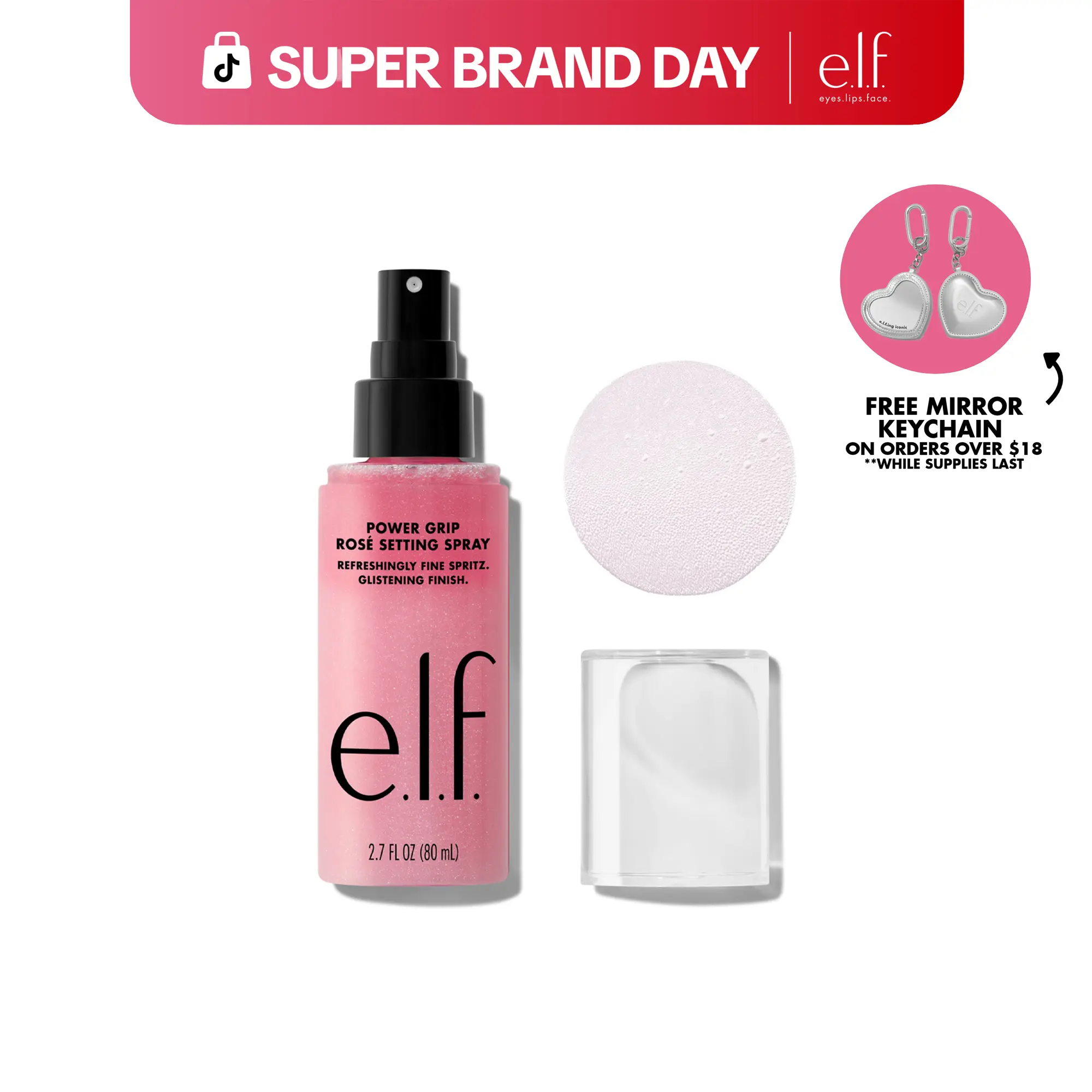 e.l.f. Power Grip Rosé Makeup Setting Spray, Cosmetic Long-Lasting Fixing Spray for Makeup Locking