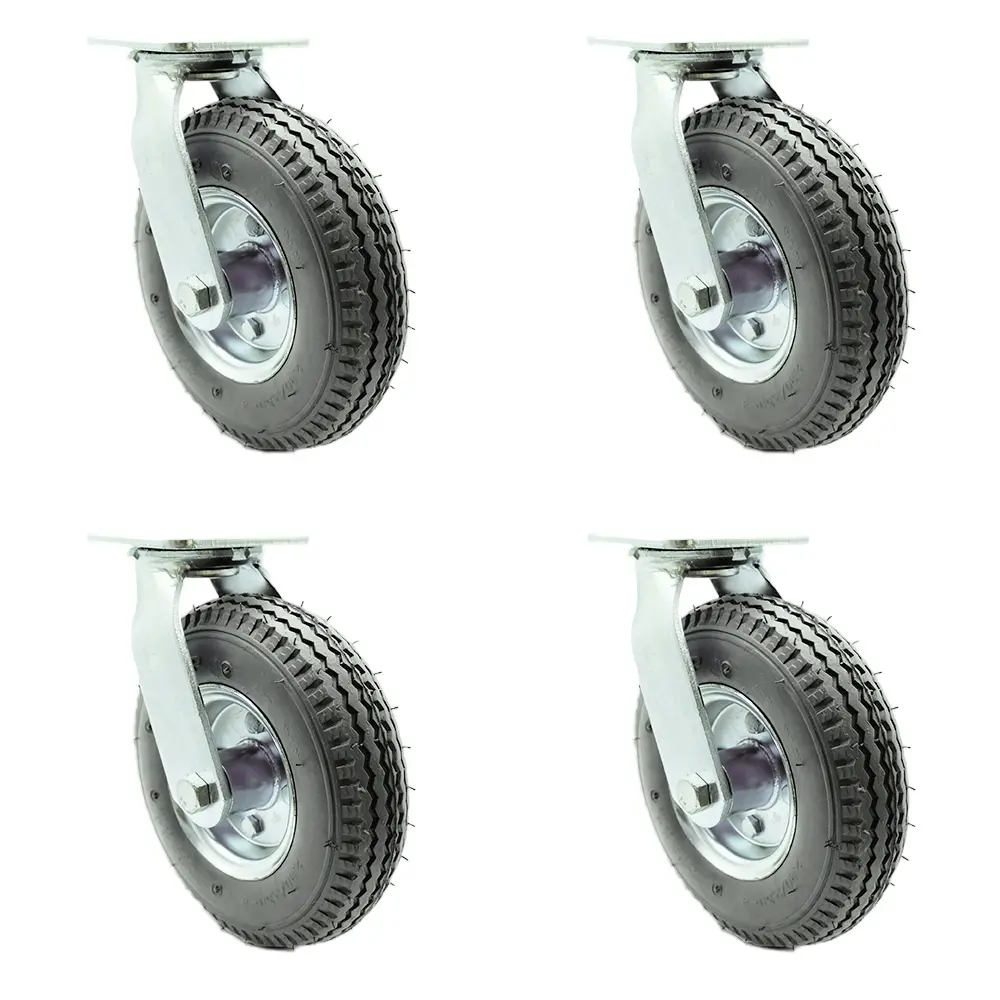 Service Caster SCC-100S280-PNB-GRY-4 8 in. Swivel Pneumatic Rubber Casters - Gray Wheels, Set of 4, 1200 lbs Capacity, Enhanced Noise Reduction, OEM & Replacement Part for Food Carts, Luggage Carts, Oem And Replacement Part