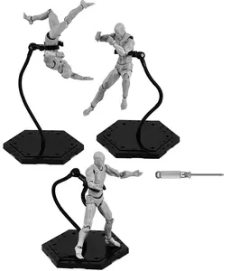 3 Pack Black Action Figure Stand,Action Figure Display Holder Stand Base,Compatible with HG RG SD SHF Gundam 1/144 Toy,Doll Stop Motion Holder Stand with Screwdriver