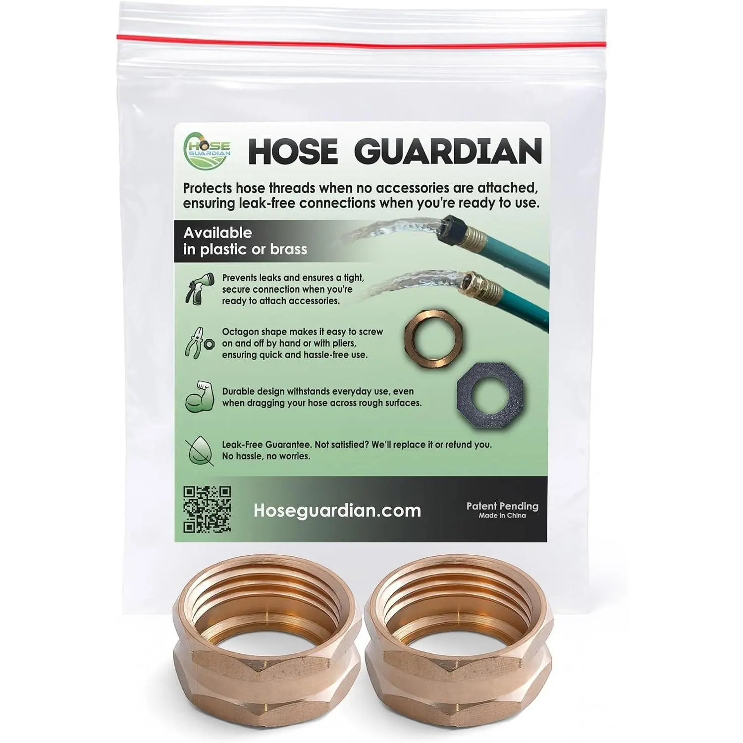 | Open End Garden Hose Thread Protector Cap – Brass End Cap for 3/4″ Threads - Leak-Free, Rust-Resistant Female End Plug – Protects Threads When Not in Use (2-Pack)