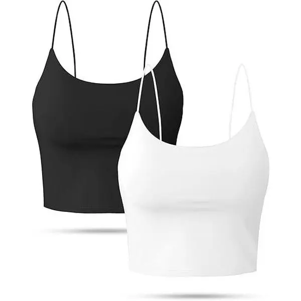 Women's 2-Pack Basic Solid Color Crop Tank Tops - Elegant Backless, Double-Layer, Thin-Strap, Sleeveless Camisoles - Smooth, Fashion, Short, Casual, Slim Minimalist Casual, Daily, Home, Party Womenswear Tops Strapless Cotton