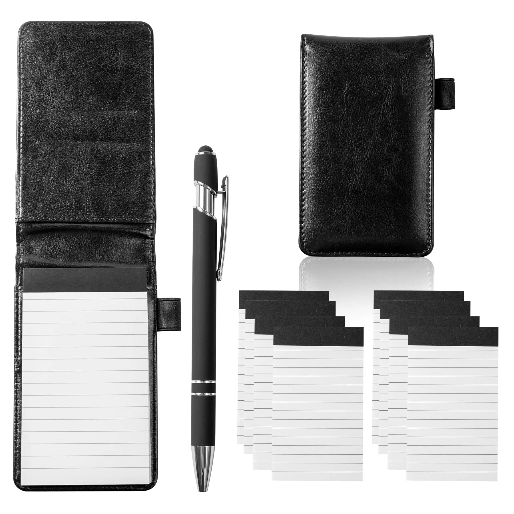10-Piece Compact Design Mini Pocket Notepad Holder Set - 3 x 5 Inch Durable, Smudge-Free Non-Customized Handheld Notebooks with Metal Pen for Adult Office Stationery, Journaling Supplies