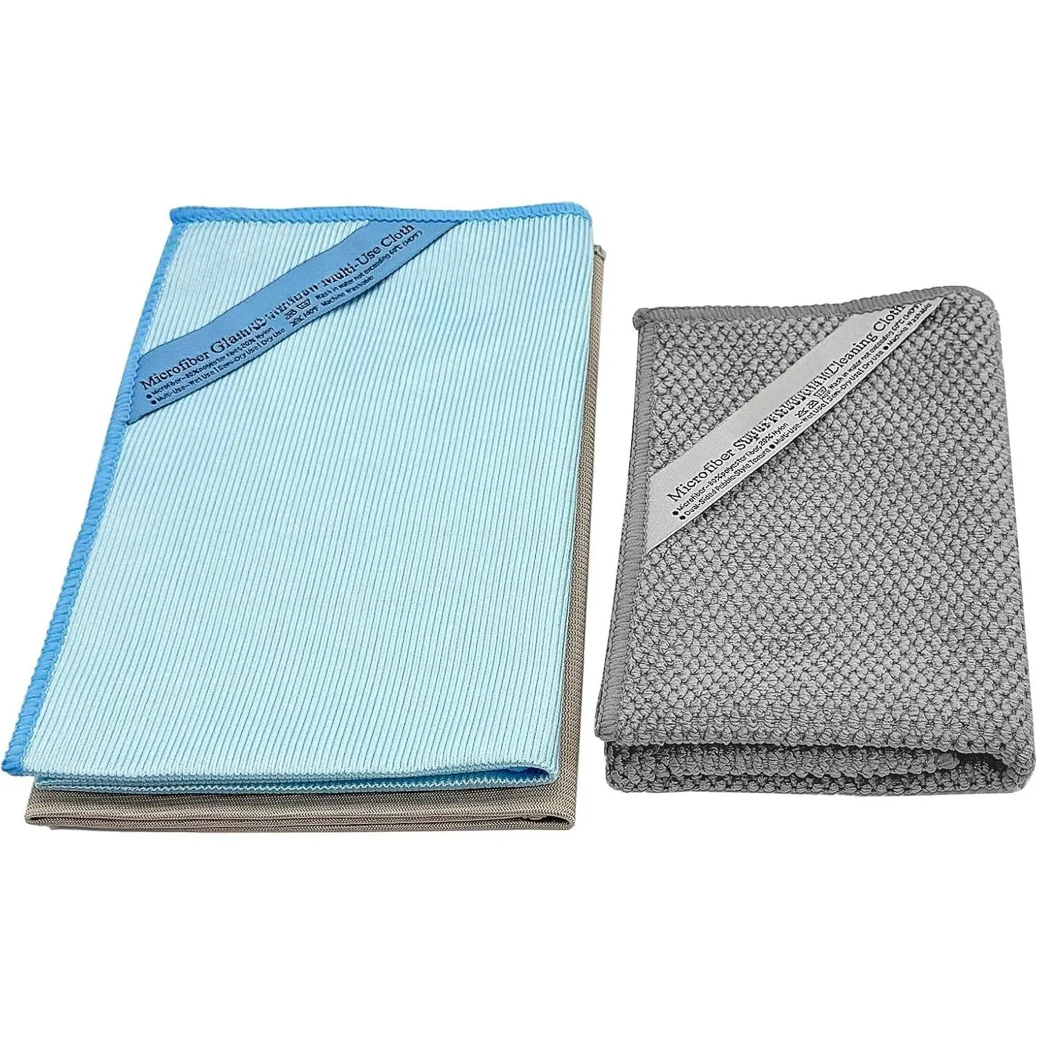 Lint-Free Streak-Free Glass Cleaning Cloth 3-Pack - Microfiber Towels Polish & Scrub with Only Water for Windows, , Mirrors - Blue, Brown, Gray