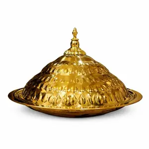Luxury Metal Serving Dish with Domed Lid – 30 cm (Gold or Silver) One Piece
