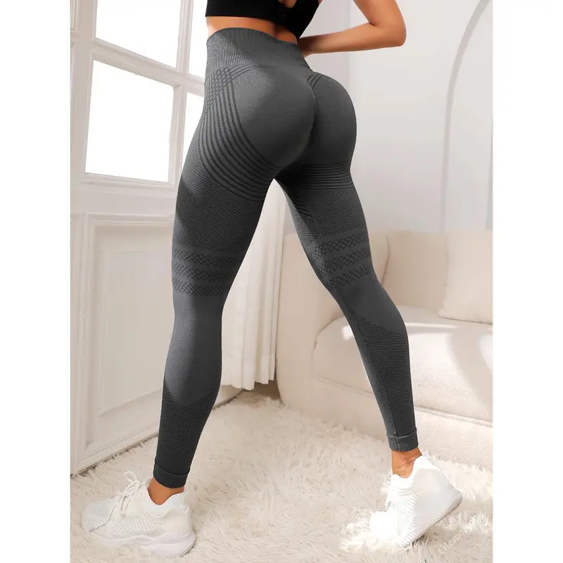 Oielai TIK Tok Leggings Femme, Sport Push Up Anti-Cellulite Slim Fit Butt Lift Leggings Pantalons de Yoga à Taille Haute pour Femme, Gris Blanc, L