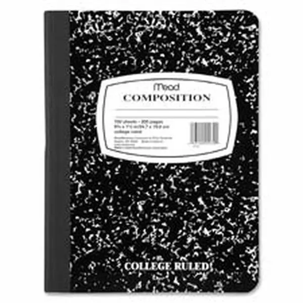 Mead Bookbound Composition Book, Black Marble Notebooks, 7.50in x 9.50in Office Stationery