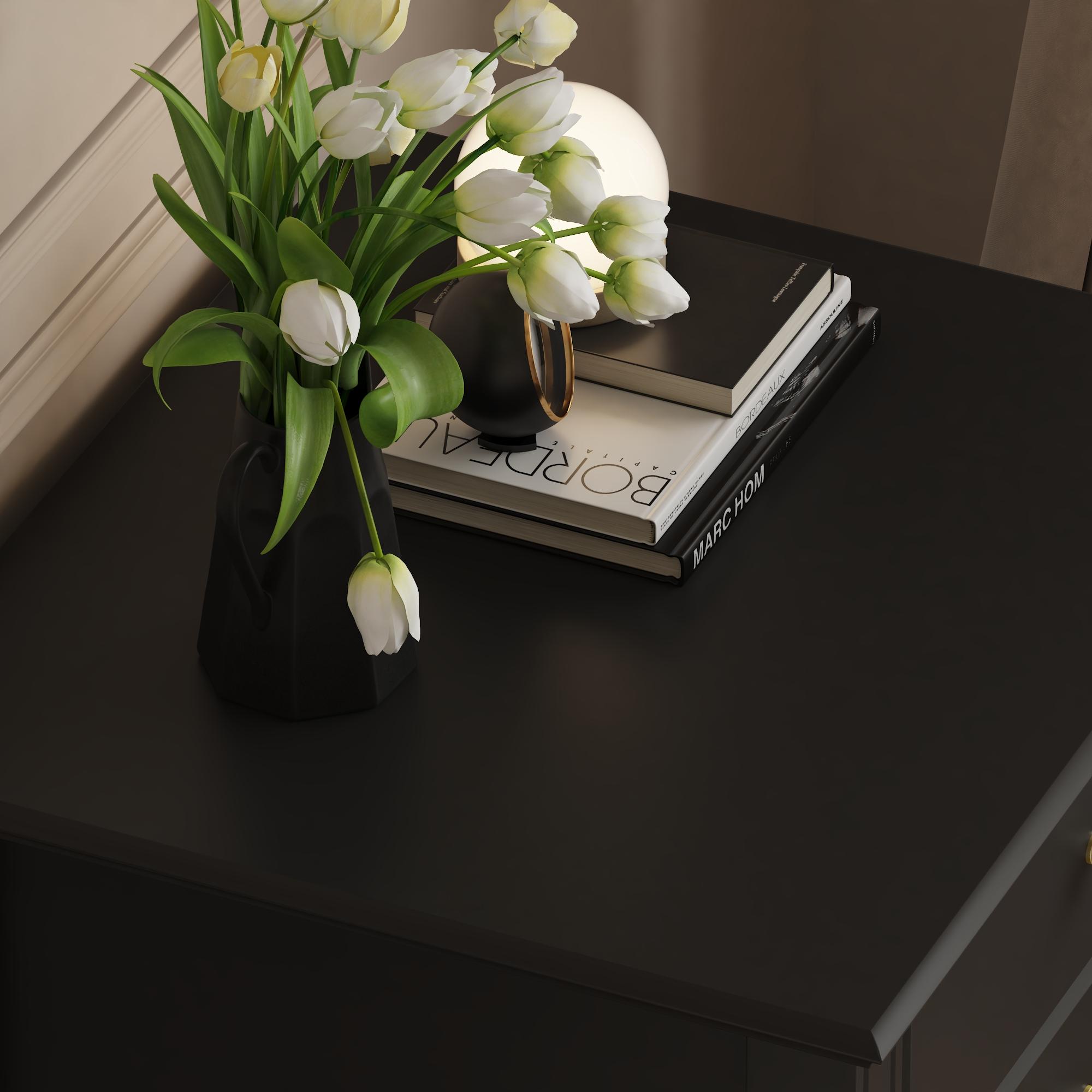 FUFU&GAGA Vintage Wooden Nightstand with 2 Drawers and Bottom Shelf, Elegant Bedside Table End Side Table for Bedroom, Living Room