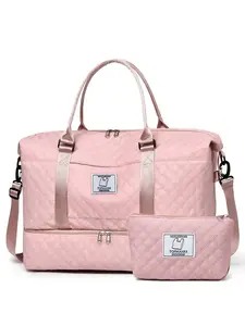 Fashion Simple and Versatile Solid Color Women's Bag, Unisex Travel Bag with Zipper and Shoe Bag, Lightweight Outdoor Activity Shoulder Bag Multi-functional Travel Organizer and Gift Idea, Travel Essentials Bag, Two-piece Set with Small Bag