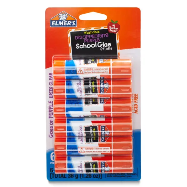 Elmer's Washable Disappearing Purple School Glue Sticks