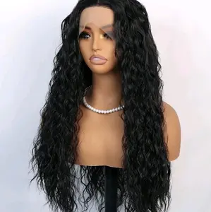 LeendaLuxe Hair Blend – Premium Synthetic Fiber Wig | 13x4 Lace Frontal | 200% Density | 28 Inch Deep Wave | Heat Resistant | Soft Natural Finish