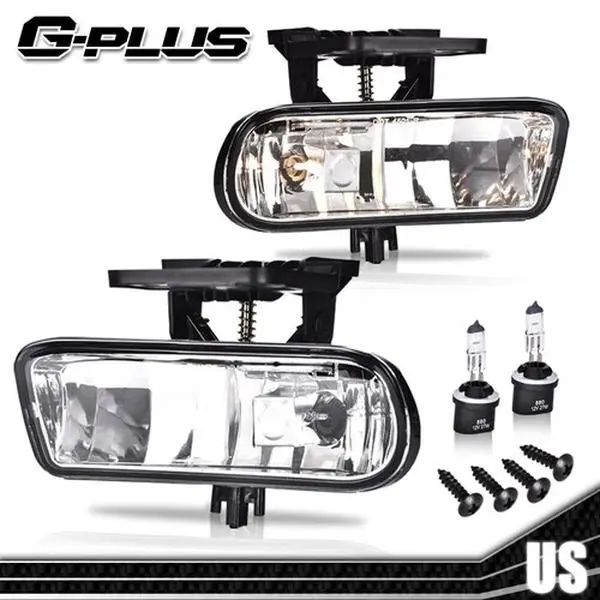 Fit For 99-06 GMC Sierra Yukon 1Pair Chrome Clear Fog Lights Bumper Lamps G-PLUS