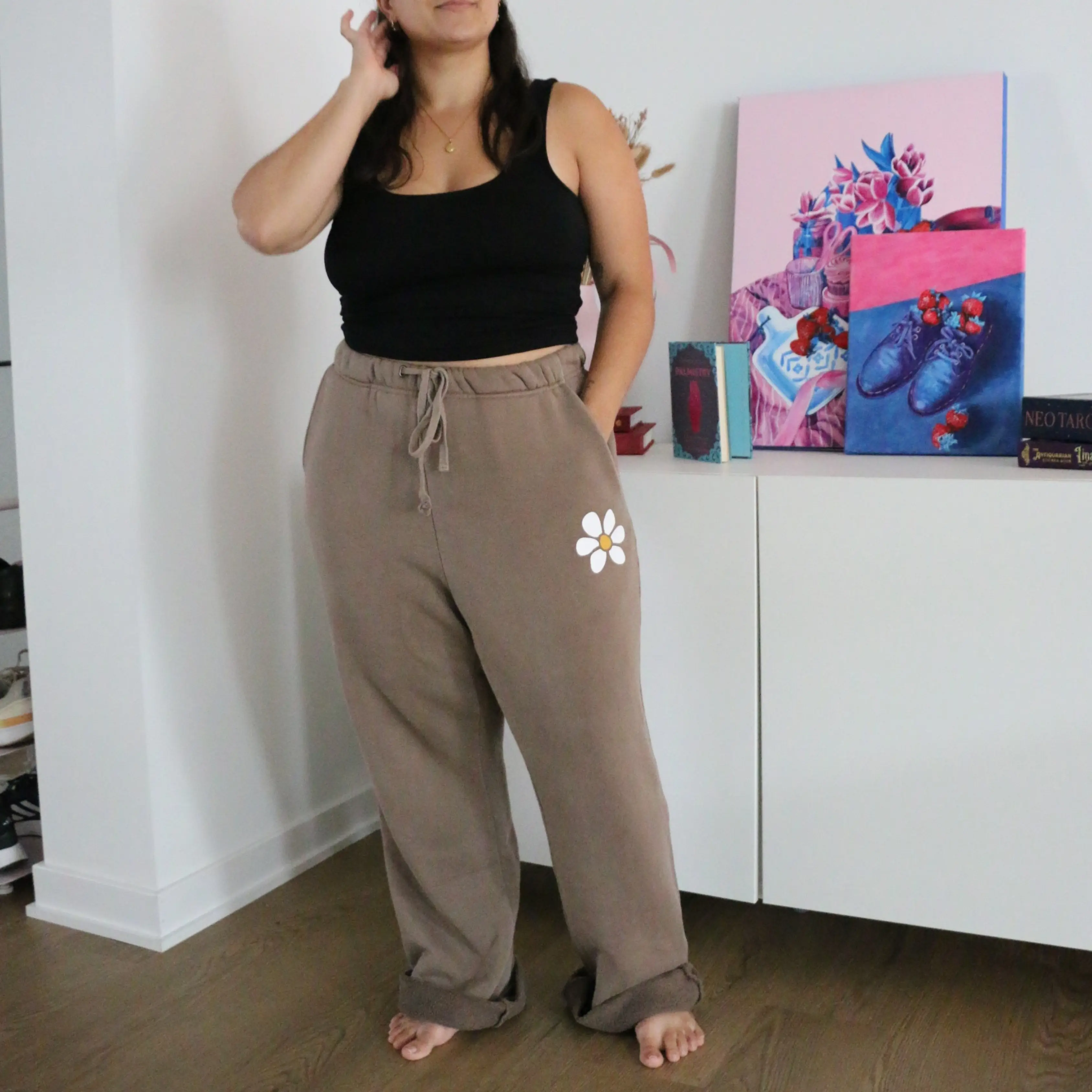 Women's Vintage Baggy Daisy Pant - Adjustable Garment Bottom for Casual Wear