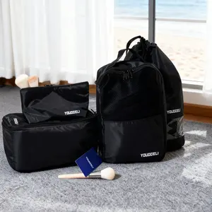 4-Piece Travel Luggage Organizer Set – Drawstring Bag, Toiletry Sample Pouch, Expandable Bag, Waterproof Storage Bag – Perfect for Packing, Suitcase Organization, and Carry-On Essentials