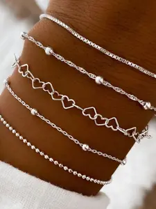 Women's Geometric Design Zinc Alloy Stackable Layered Bracelet Set, Elegant Minimalist Bangle, Elegant Daily Wear Jewelry Gift for Women & Girls, All-Season Accessory