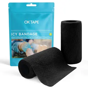 OK TAPE Ice Self Stick Bandage Wrap 2 Rolls, 4 Inch x 15 Feet, Instant Cold Relief for Knee, Ankle, Wrist, Cold Compress Elastic Athletic Tape for Sports Injuries, No Refrigeration Needed
