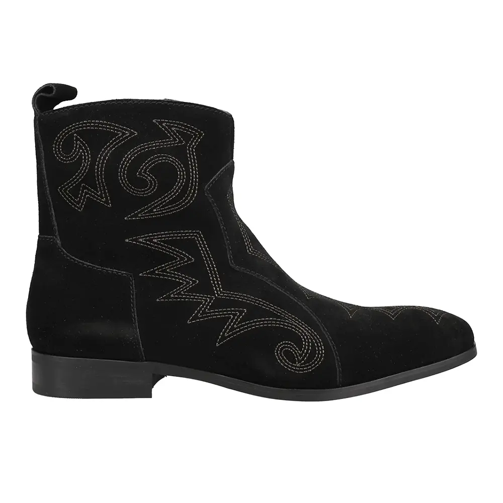 Dingo Mens Brooks Embroidered Pull On Round Toe Casual Boots Ankle - Black