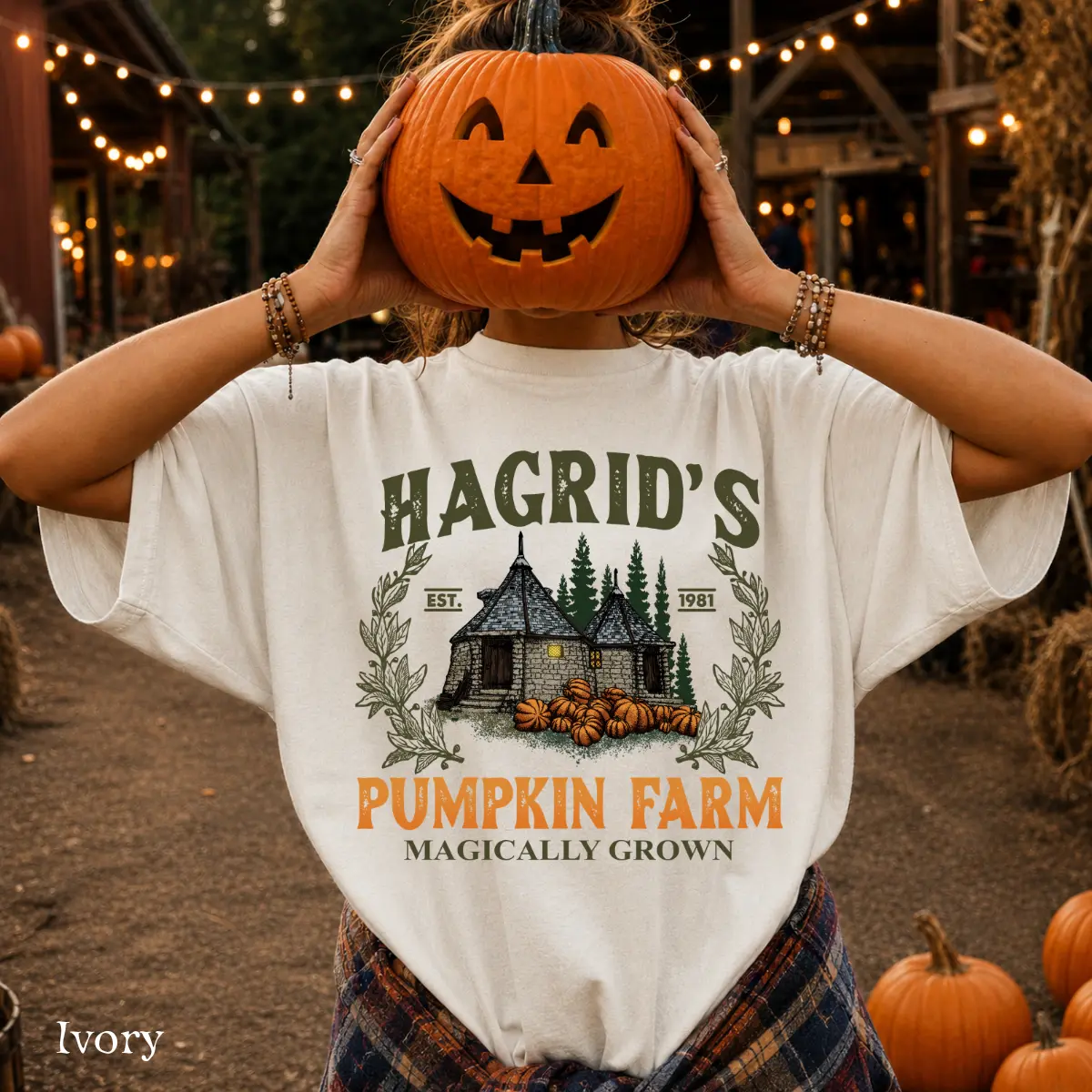 Comfort Colors Hagrid’s Pumpkin Farm T-Shirt, Magically Grown Est 1981 Wizard Cottage Graphic Tee, Fall Halloween Shirt Gift