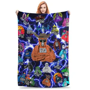 Game Gorilla Anime Tag Throw Blanket Flannel Blankets Warm Soft Air Conditioner Quilt for Bed Sofa Couch Camping for All Seasons