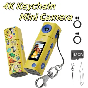 【 Gift: 16GB SD Card 】 Mini  Digital Keychain Camera - Compact Vlogging Camera for recording videos and taking photos, 0.96-inch display screen, 21 color filters, vintage Y2K design, including charging cable and lanyard pictures