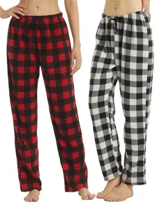 Women's Plaid Print Drawstring Waist Pants, Soft Comfortable Thermal Loungewear Lounge Pants, Casual Cozy Sleep Pants for Fall & Winter