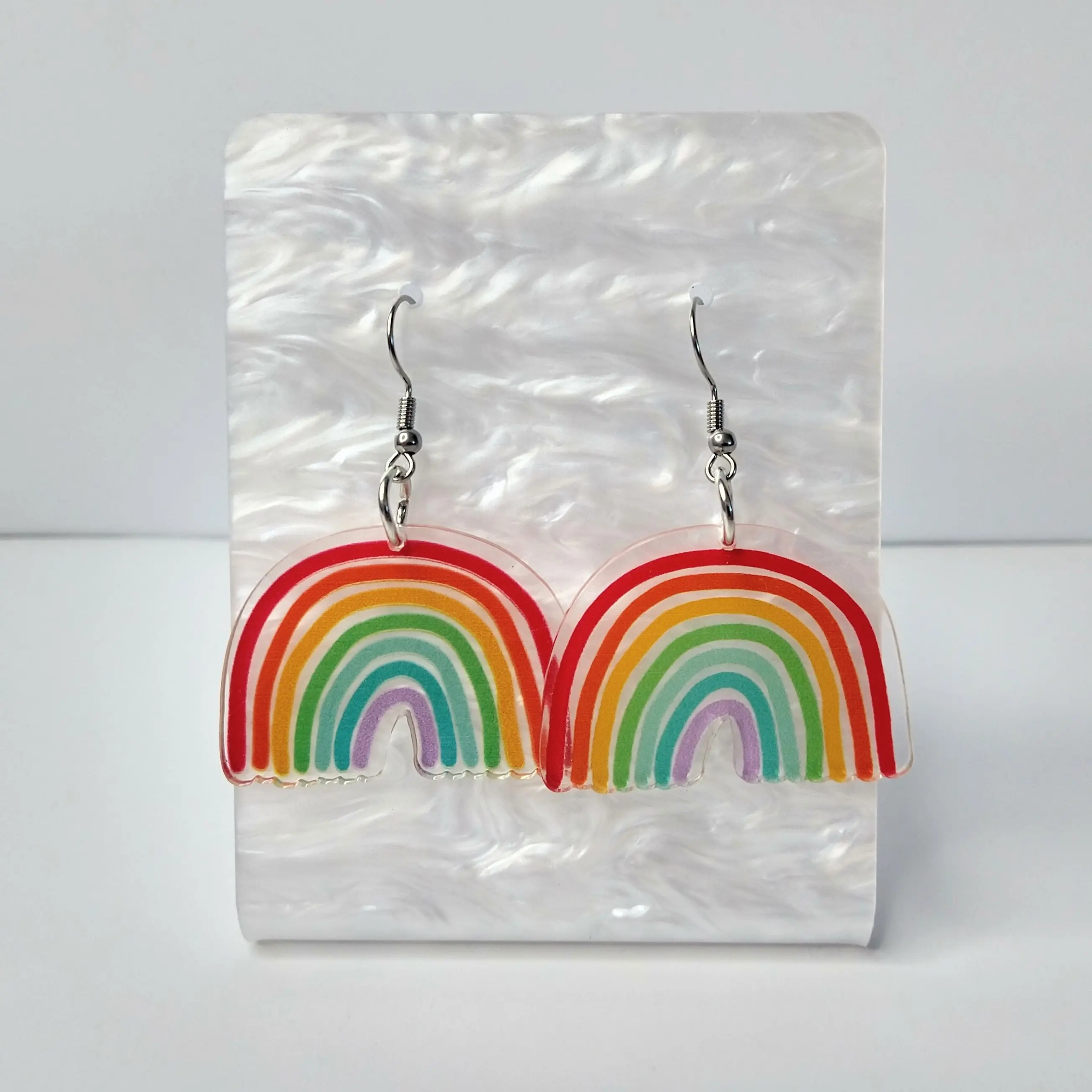 #581 Rainbow Earrings, Casual Pride Jewelry, Acrylic