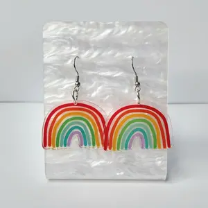 #581 Rainbow Earrings, Casual Pride Jewelry, Acrylic