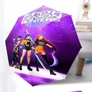 KPop Demon Hunters 82 anime pattern printed new umbrella, 1 self-folding umbrella, portable foldable travel umbrella, outdoor umbrella, Christmas birthday festival gift